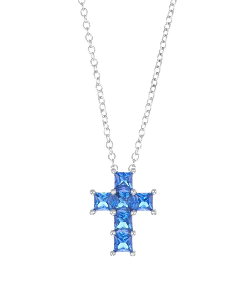 Collana Amen Croce di Zirconi Blu