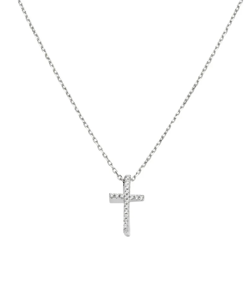 Collana Amen Croce Lunga con Zirconi Bianchi