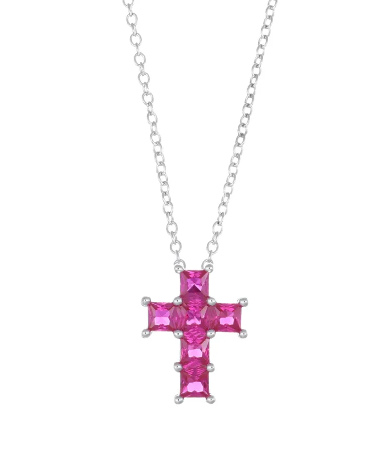 Collana Amen Croce di Zirconi Rubino