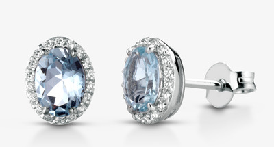 Orecchini Lucciole in oro con acquamarina e diamanti