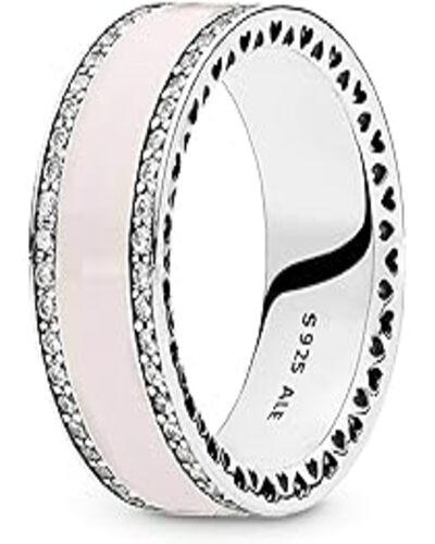 Anello Pandora fascia di cuori rosa chiaro