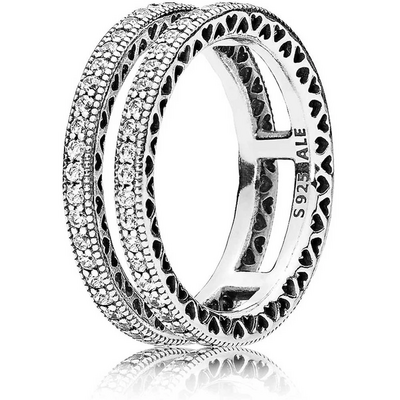 Anello Pandora doppi cuori