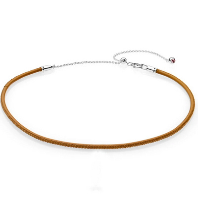 Collana Pandora in pelle marrone