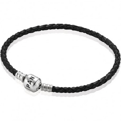 Bracciale Pandora in pelle intrecciata nero