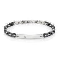 Bracciale Amen in Acciaio e Ceramica Nera Zircone