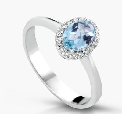 Anello Lucciole in oro con acquamarina e diamanti