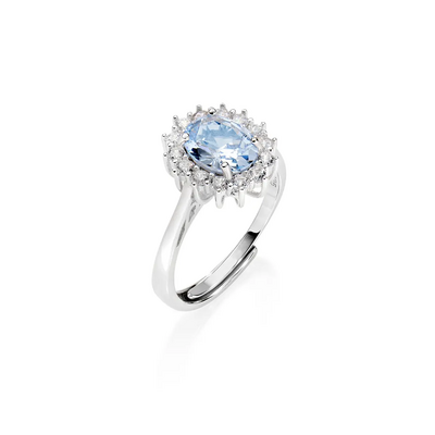 Anello Amen Adattabile Royal Lady Zircone Acquamarina