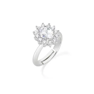 Anello Amen Adattabile Royal Sole Zircone Bianco