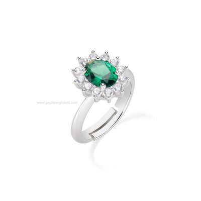 Anello Amen Adattabile Royal Lady Zircone Verde