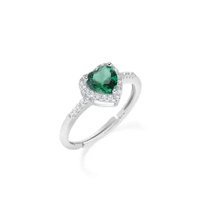 Anello Amen Rodio Cuore dell'Oceano Verde
