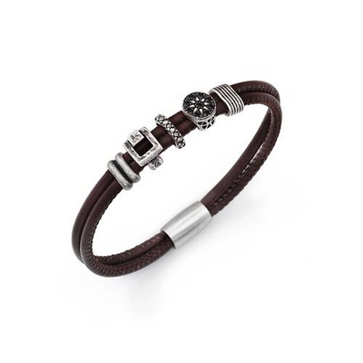 Bracciale Amen pelle con charm