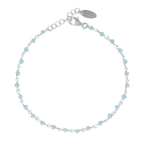Bracciale Amen in argento con cristalli azzurri