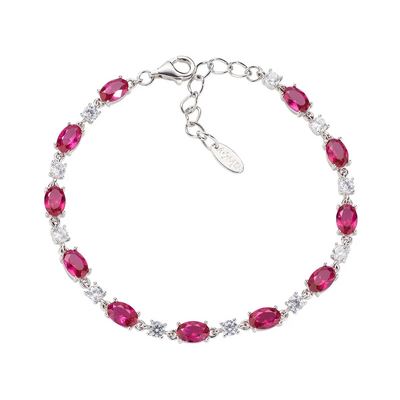 Bracciale Tennis con Zirconi Rubino Ovali