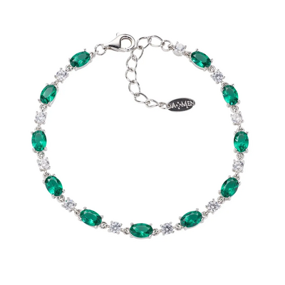 Bracciale Amen Tennis con Zirconi Verdi Smeraldo Ovali