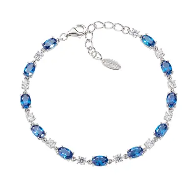 Bracciale Amen Tennis con Zirconi Blu Ovali