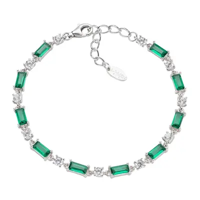 Bracciale Amen Tennis con Zirconi Verdi Smeraldo Baguette