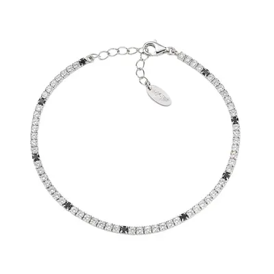 Bracciale Amen Tennis con Zirconi Neri e Bianchi