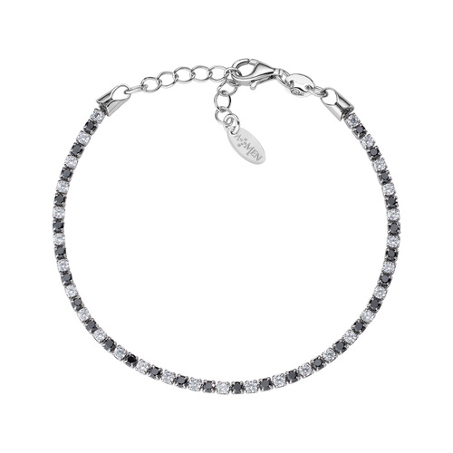 Bracciale Amen Tennis Rodio Zirconi Bianchi e Neri