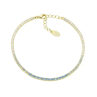 Bracciale Amen Tennis Dorato Degradé Azzurro con Zirconi