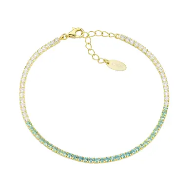 Bracciale Amen Tennis Dorato Degradé Verde Acqua con Zirconi