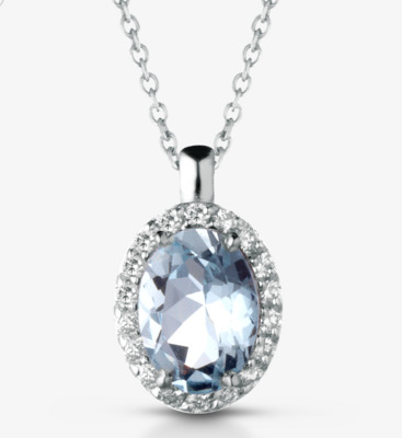 Collana in oro con acquamarina e diamanti
