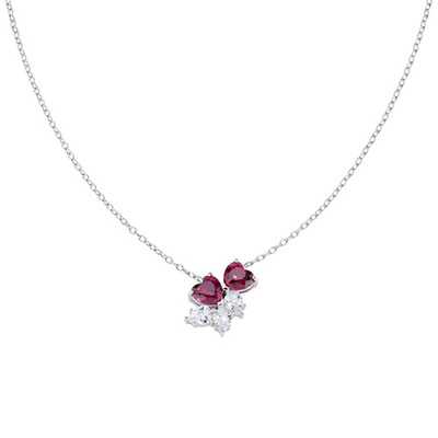 Collana Amen con cuori color rubino