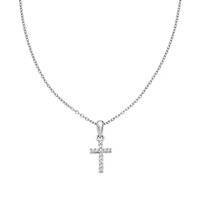 Collana Amen Croce Pendente con Zirconi Bianchi