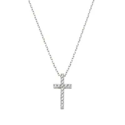 Collana Amen Croce Media con Zirconi Bianchi
