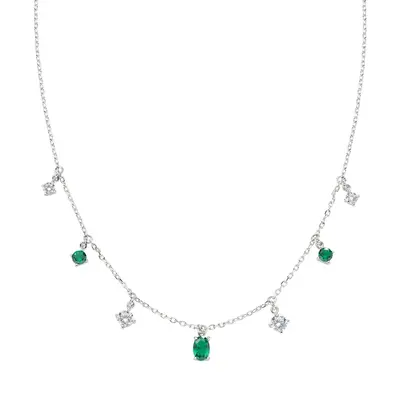 Collana Amen  Chandelier Princess con Zirconi Verdi e Bianchi