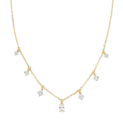 Collana Amen Chandelier Princess Dorata con Zirconi Bianchi