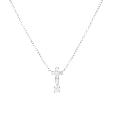 Collana Amen in argento croce con punto luce