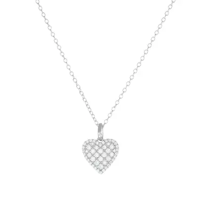 Collana Amen con Cuore Pavé di Zirconi Bianchi