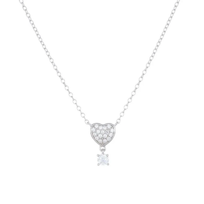 Collana Amen Cuore e Punto Luce con Zirconi Bianchi
