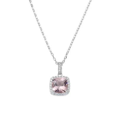 Collana Amen Lady Con Morganite Taglio Radiant e Zirconi Bianchi