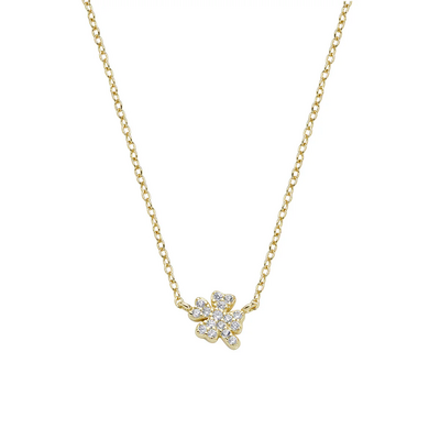 Collana Amen Mini Quadrifoglio Pavé Dorata