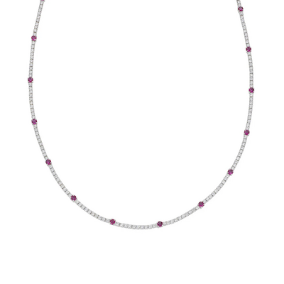 Collana Amen Tennis Bianca e Rossa con Zirconi 2 e 3 mm
