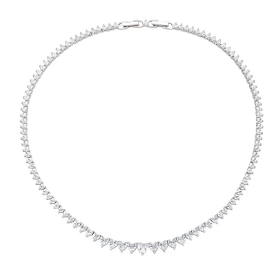 Collana Amen Tennis Cuori Zirconi Bianchi