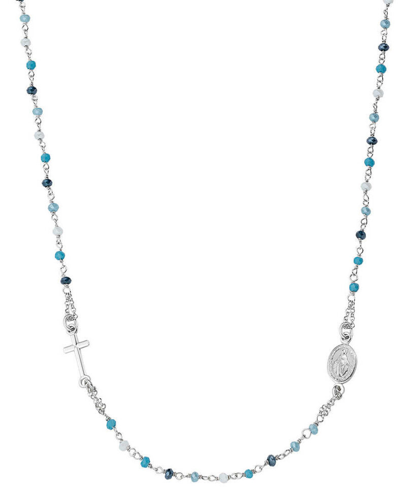 Rosario Amen Girocollo Cristalli Multicolor Azzurro