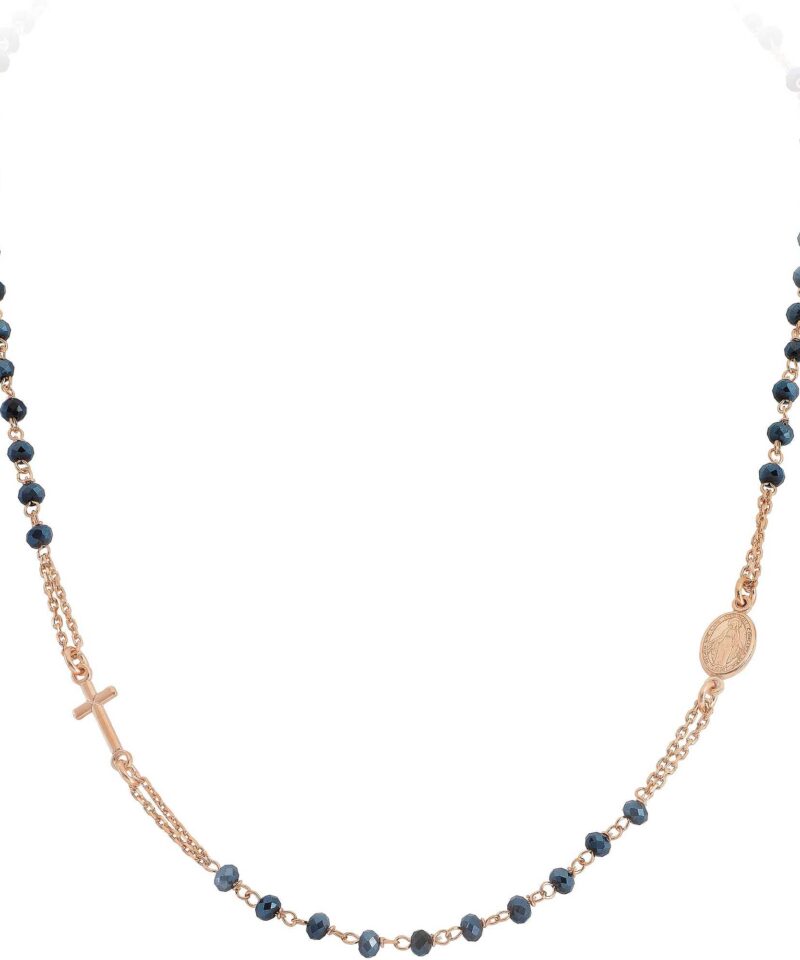 Collana Amen Rosario girocollo Cristalli Blu Scuro