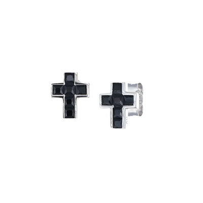 Orecchini Amen in argento croce nera