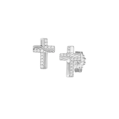 Orecchini Amen in argento croce con cristalli