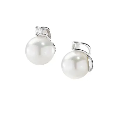 Orecchini Amen in Argento con Perla 10 mm e Zircone Bianco
