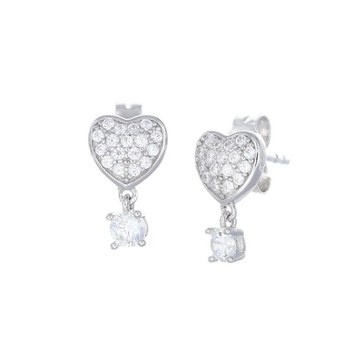 Orecchini Amen in argento cuore con punto luce