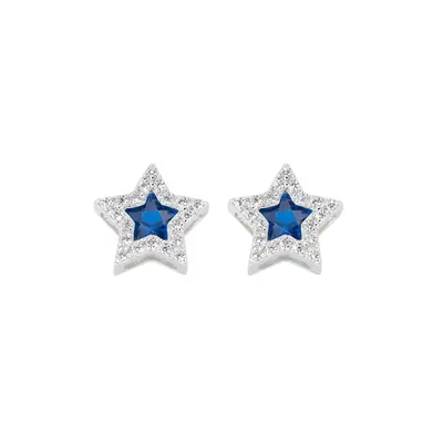 Orecchini Stella Zirconi Bianchi e Blu