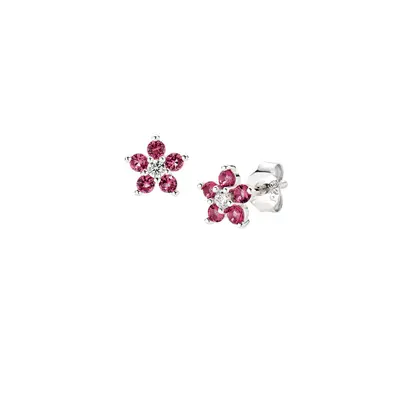 Orecchini Amen  Fiore con Petali Rosso Ciliegia