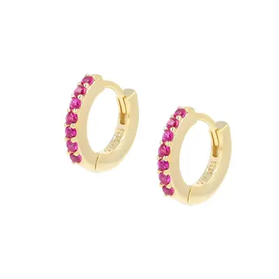 Orecchini Amen Cerchio Dorati Tennis Mania Zirconi Fucsia