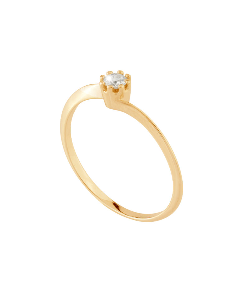 Anello Rebecca solitario in oro giallo 18 Kt e diamanti