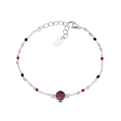 Bracciale Amen Junior con Coccinella Rossa in Argento e Smalto