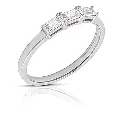 Anello Kulto in argento con pietre taglio baguette bianche