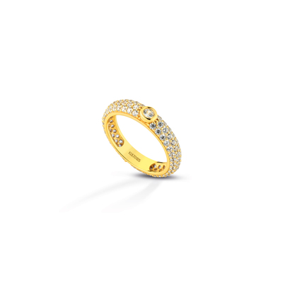 Anello Kulto in argento dorato con pavè di zirconi